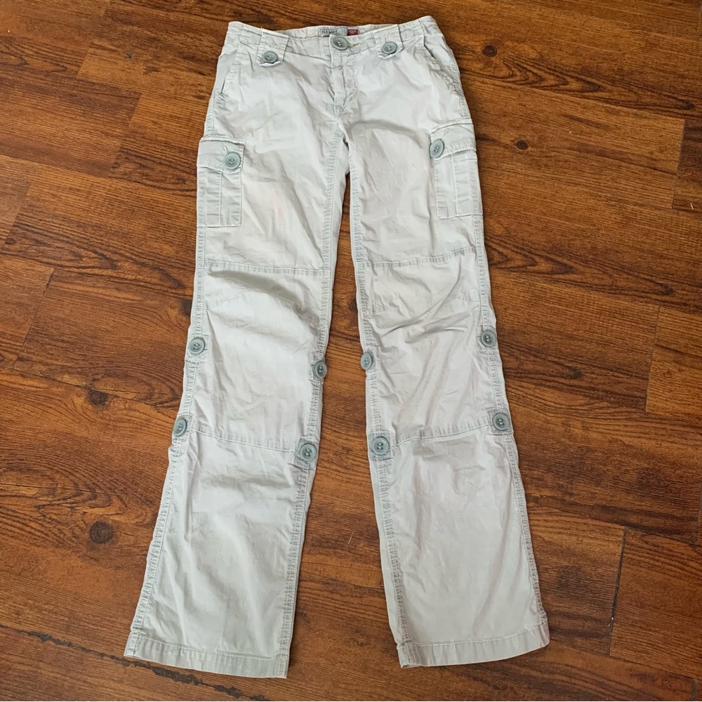 Old Navy 2000s Ultra Low-Waisted Light Grey Convertible Cargo Pants